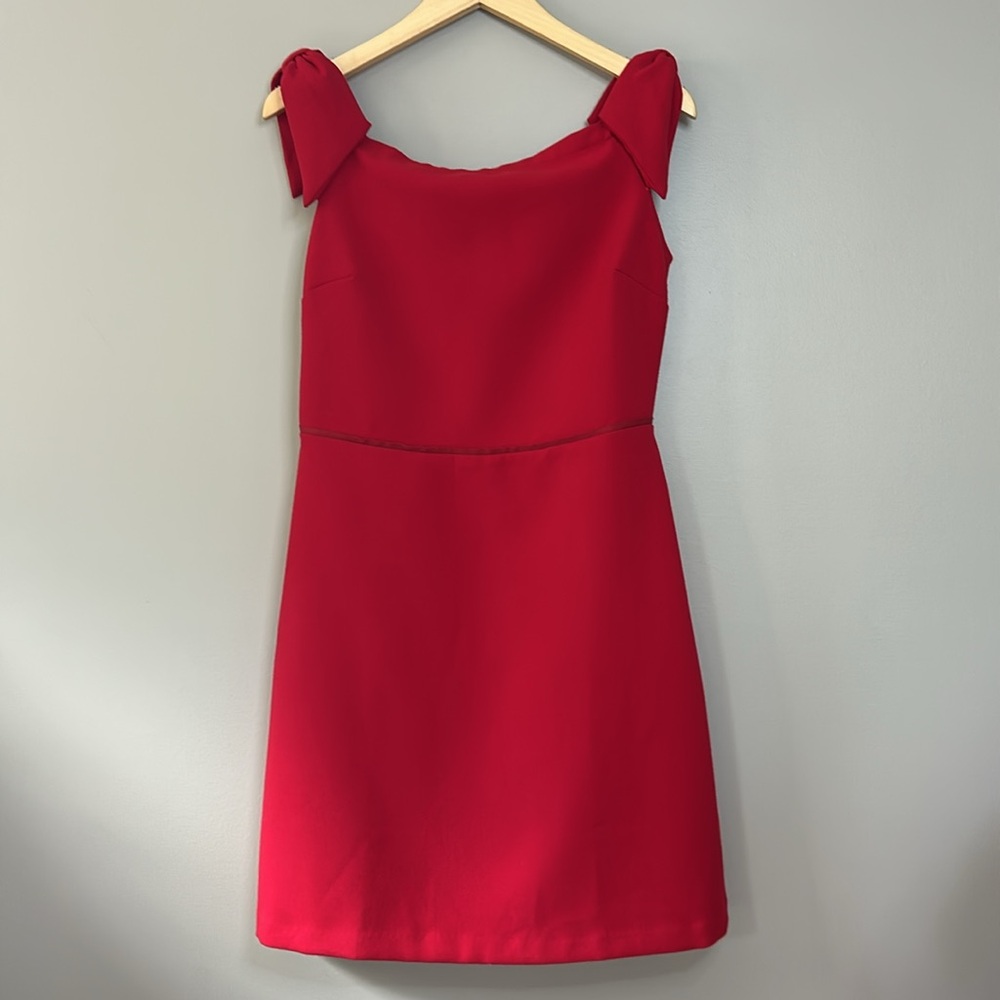 NWT Vineyard Vines Off The Shoulder Ponte Dress‎ Bow Detail Red Velvet Size 4